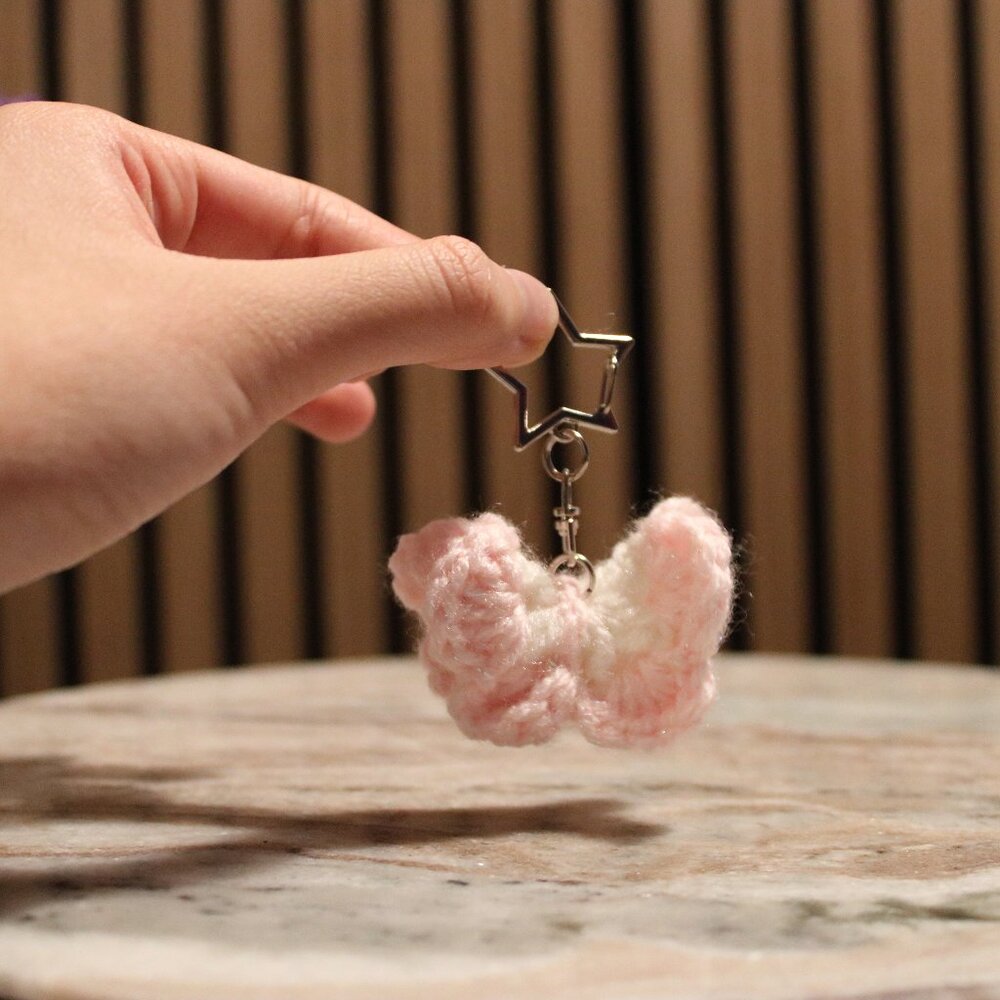 Crochet Butterfly Keychain, bag charm, handmade